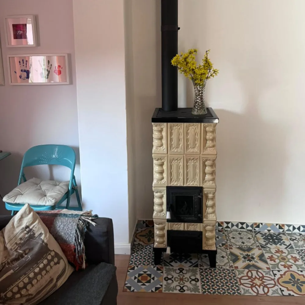 Sobă teracotă Crem/Rustic 4R, Sobă din teracotă pe lemne cu plită, 7kW - imagine 3
