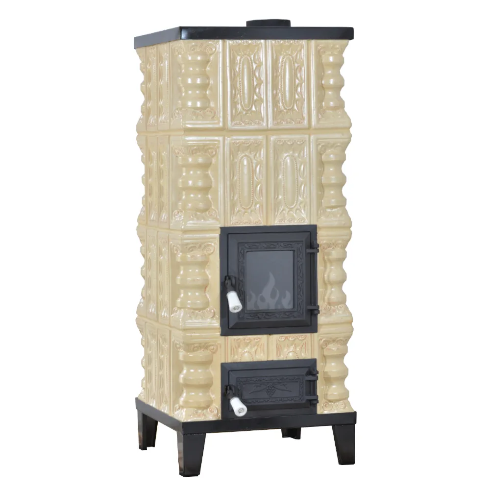 Sobă teracotă Crem/Rustic 4R, Sobă din teracotă pe lemne cu plită, 7kW - imagine 5