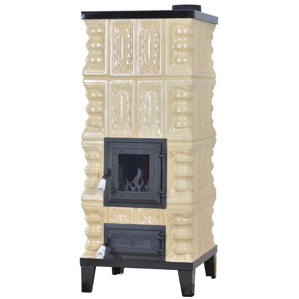 Sobă teracotă Crem/Rustic 4R, Sobă din teracotă pe lemne cu plită, 7kW - imagine 6