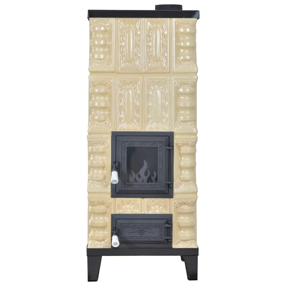 Sobă teracotă Crem/Rustic 4R, Sobă din teracotă pe lemne cu plită, 7kW - imagine 2