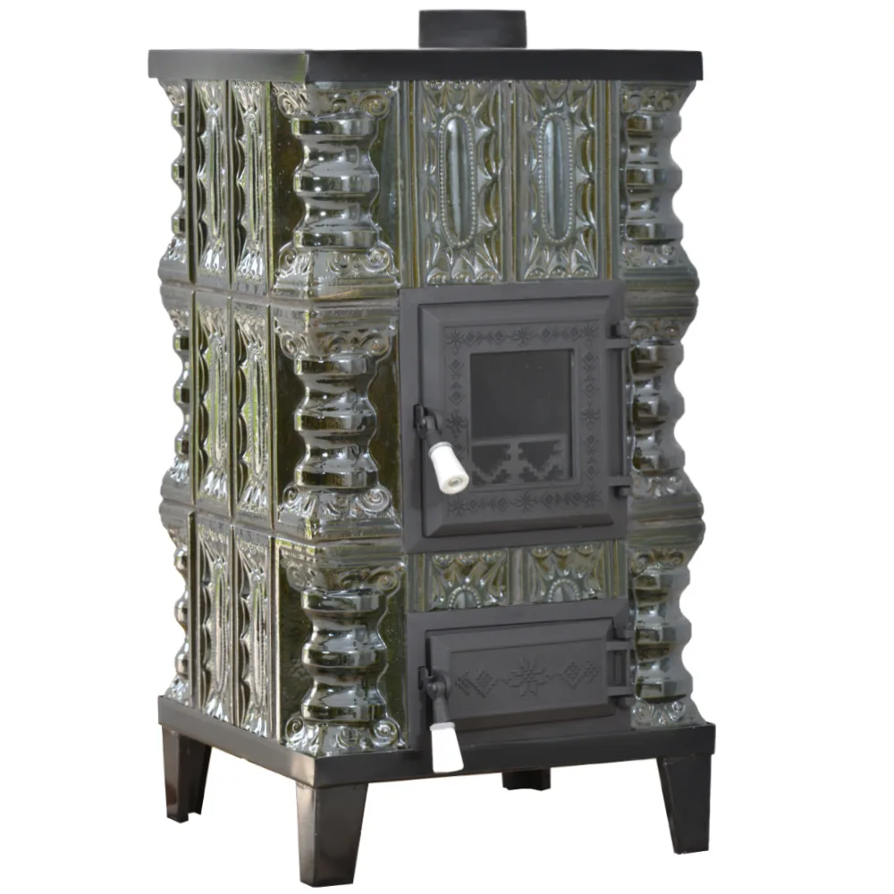 Sobă de teracotă pe lemne verde, Sobă din teracotă penru încălzit 3 rânduri, 5kW - imagine 3