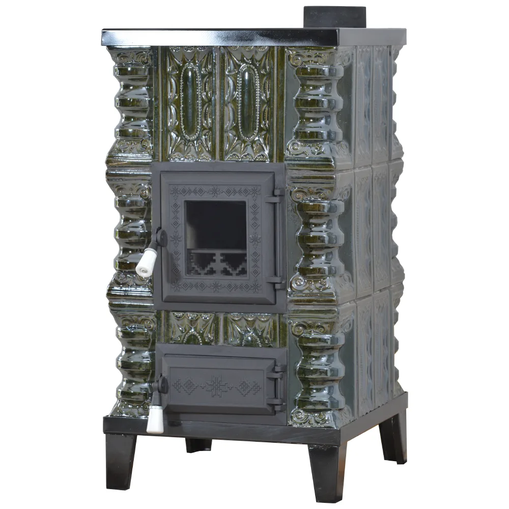 Sobă de teracotă pe lemne verde, Sobă din teracotă penru încălzit 3 rânduri, 5kW - imagine 4