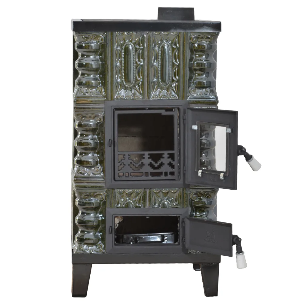 Sobă de teracotă pe lemne verde, Sobă din teracotă penru încălzit 3 rânduri, 5kW - imagine 2