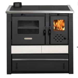 Sobă cu plită Panonia Crem, de gătit și încălzit, cu plăci ceramice, pe lemne, evacuare stânga/dreapta,10kW