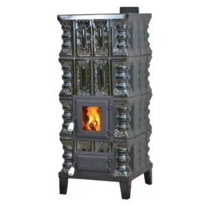 Sobă teracotă Verde cu Plită, De încălzit și gătit, 7kW