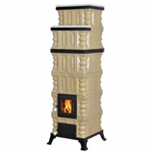 Sobă teracotă Crem Rustic cu marmură, de incălzit 10kW