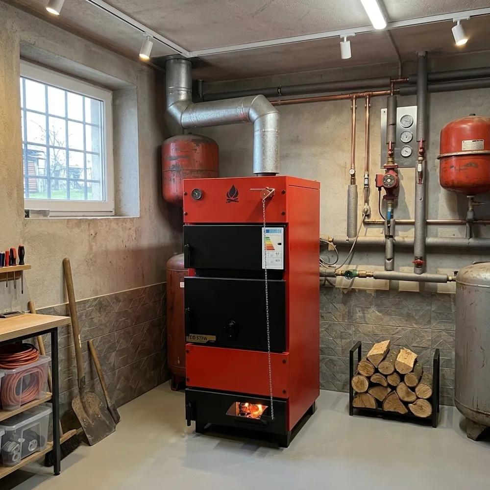 Centrală pe lemne Eco 37kW, FM, Cazan termic din oțel 37kW - imagine 12