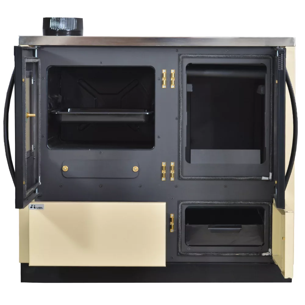 Sobă tip centrală MBS Thermo Rocky Crem, cu plită, evacuare stânga/dreapta, 16,3 - 22kW - imagine 2