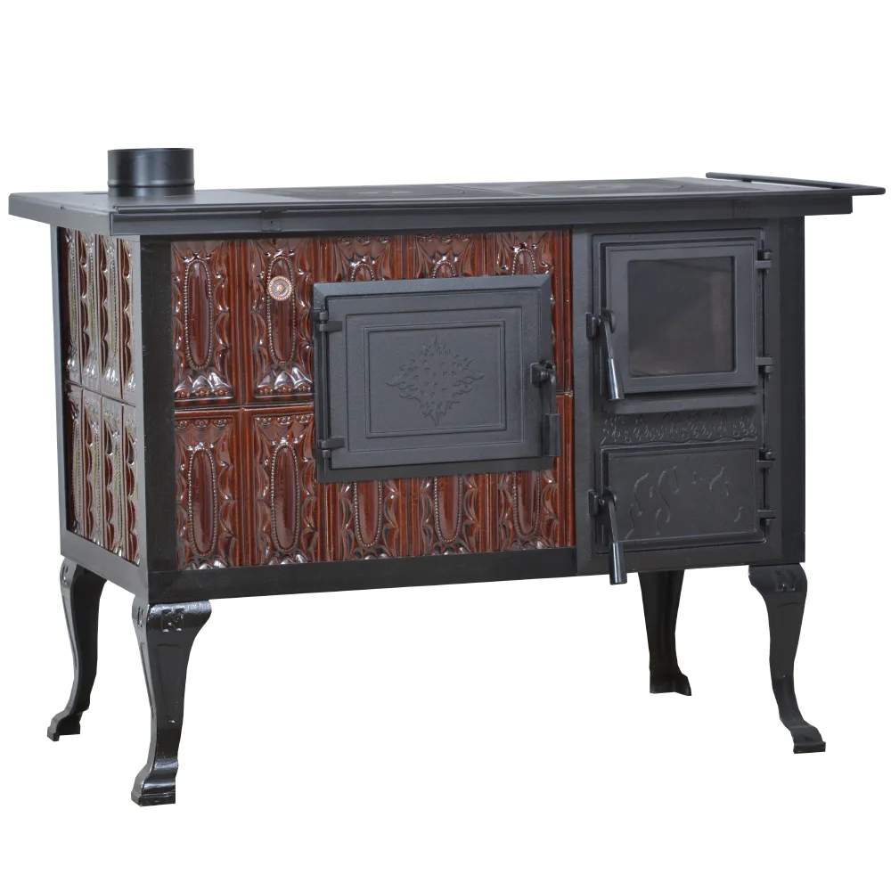Teracotă Norbo Maro ușă sticlă, De gătit în cadru maro, picioare și ușă mat negru, 10kW - imagine 3