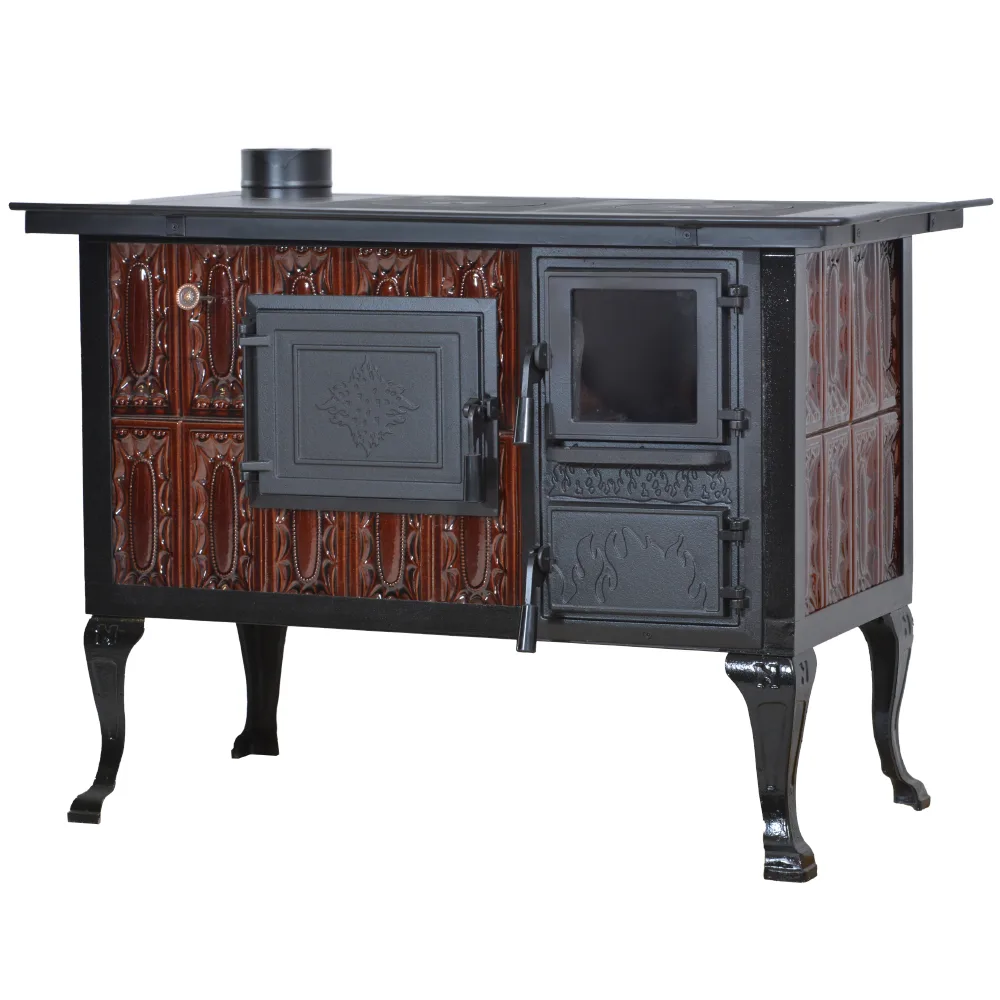 Teracotă Norbo Maro ușă sticlă, De gătit în cadru maro, picioare și ușă mat negru, 10kW - imagine 4