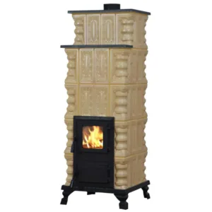 Sobă teracotă Caro Crem/Rustic 5R, Sobă de teracotă pe lemne cu Granit, 10 kW
