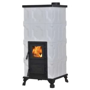 Sobă teracotă Morano Alb 4R, Premium De încălzit cu ușă sticlă, 8kW