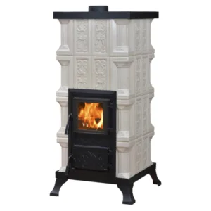 Sobă de teracotă Morano Bej, Cu ușă din sticlă termo rezistentă, 8,5kW